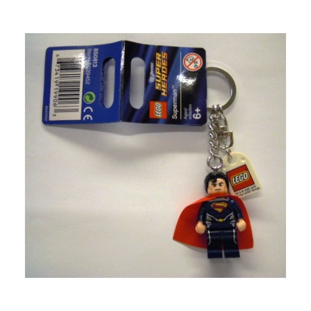 Superman Dark Blue Suit Key Chain with Lego Logo Tile (850813)