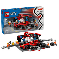 F1-pitstop og pitcrew med Ferrari-bil (60443)