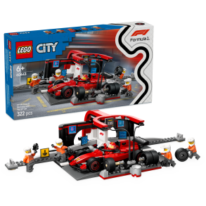 F1-pitstop og pitcrew med Ferrari-bil (60443)