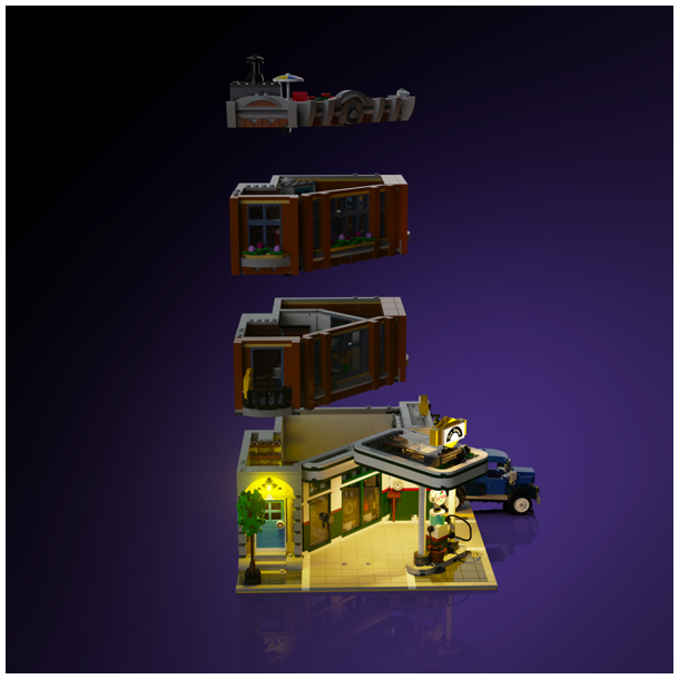 LMB 2.0 Light Kit for LEGO Corner Garage #10264